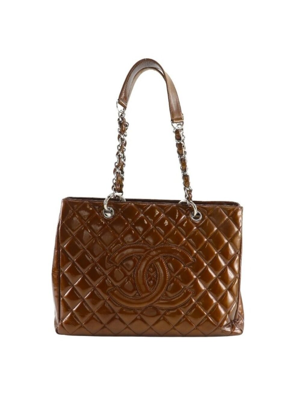 Chanel Grand Shopping Tote GST Quilted Chain Enamel Bronze
